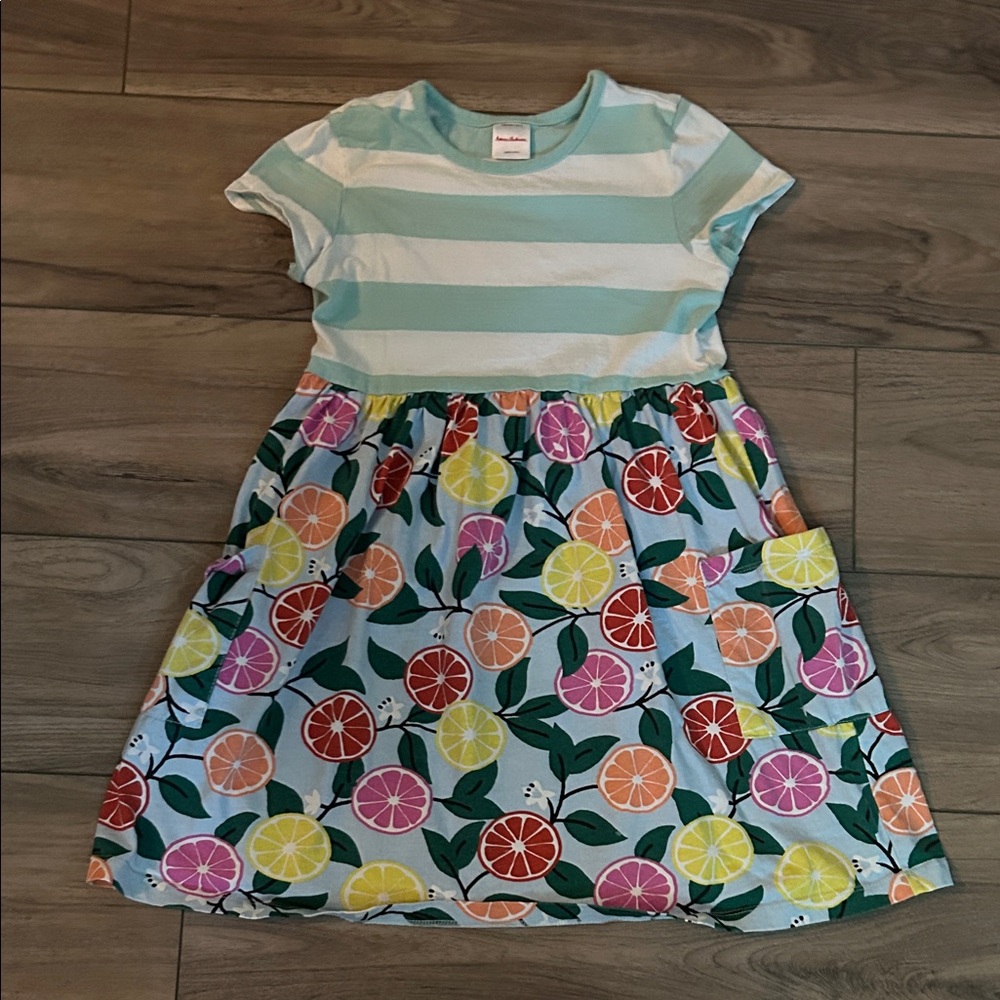 Hanna Andersson Green and White Sundress Casual Short Sleeve